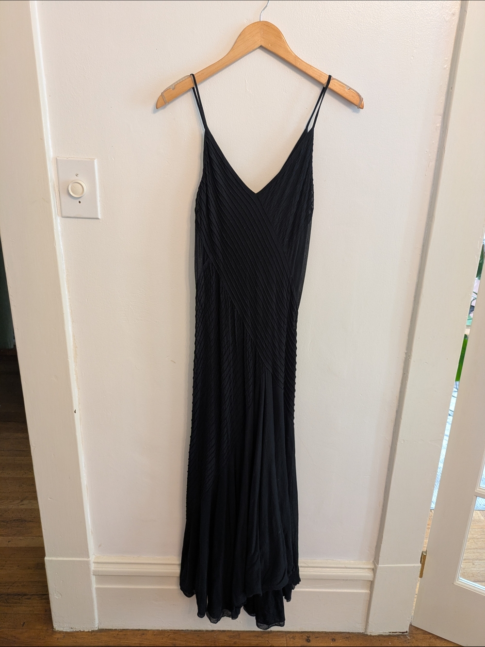 Ralph Lauren Black Pleated Slip Dress